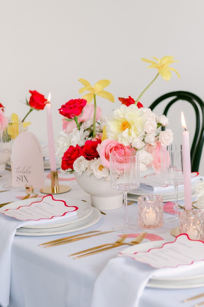 Modern floral arrangement for an event designed by Petal & Bulb, a Surrey BC Florist