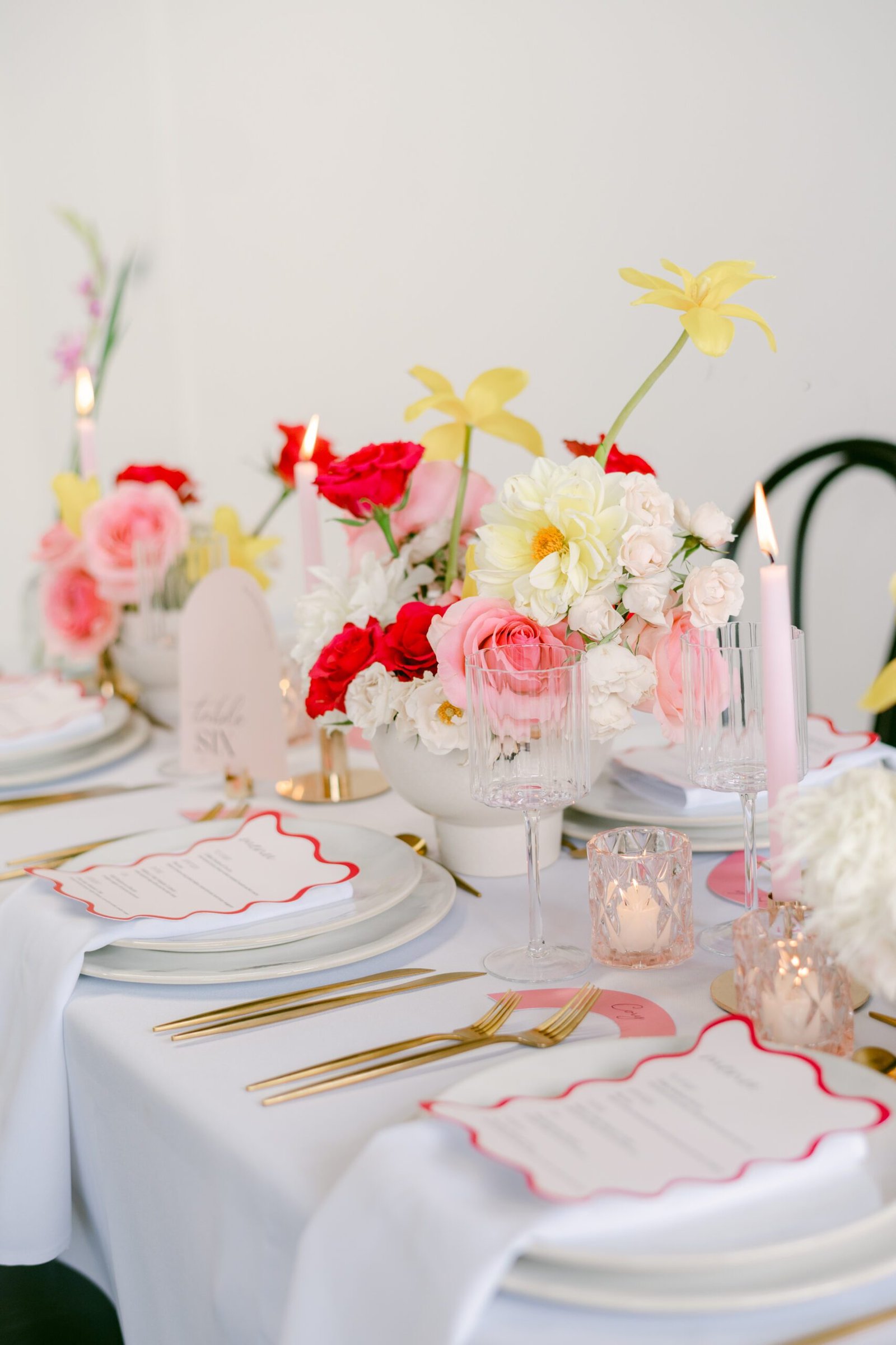 Beautiful event centrepiece designed by an event florist Surrey for a corporate gathering.