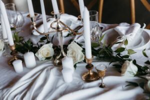 Greenery wedding head table garland made with Italian ruscus