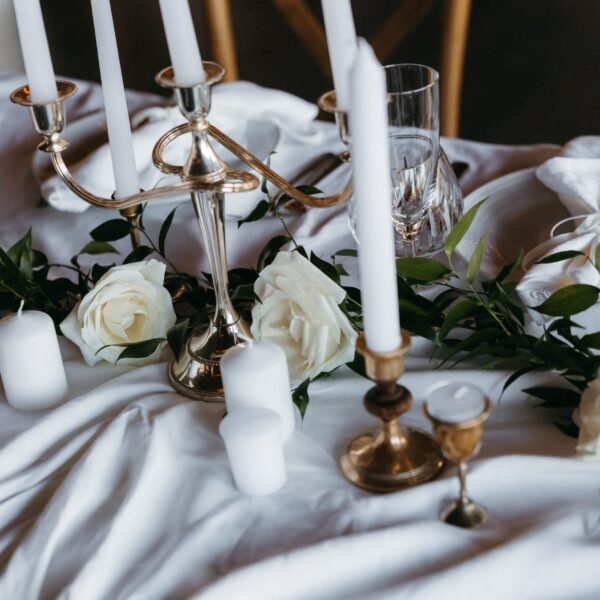 Greenery wedding head table garland made with Italian ruscus
