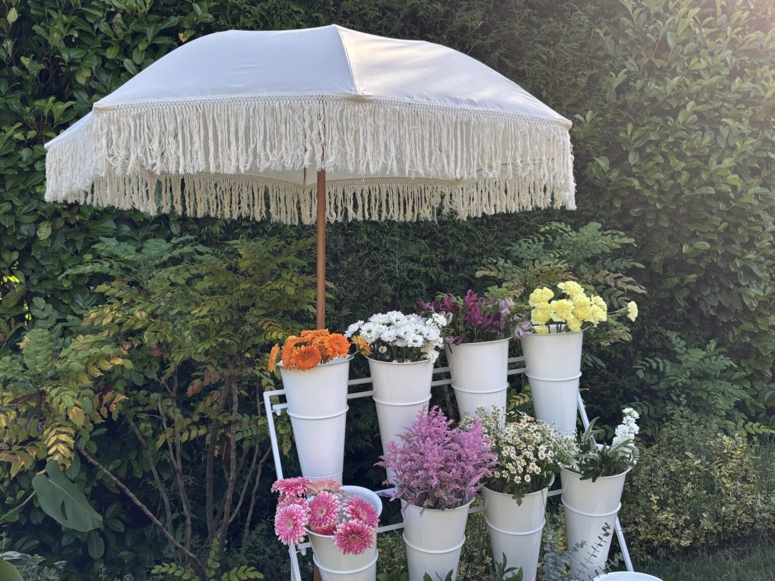 Fresh seasonal flowers arranged for a flower bar Surrey experience