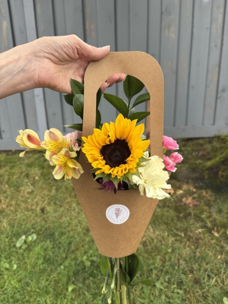 Hand-tied guest bouquets made at a flower bar Surrey celebration