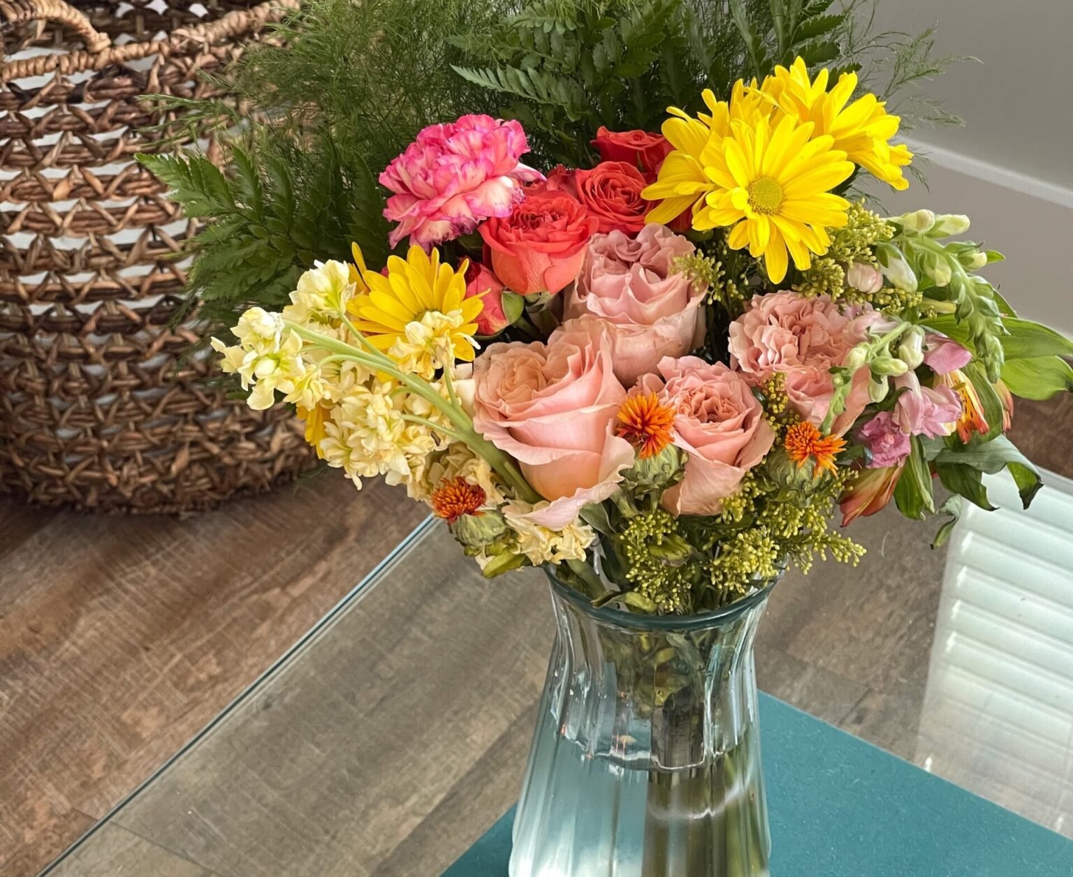 Monthly bouquet in a vase, designed for our flower subscription Surrey customers.