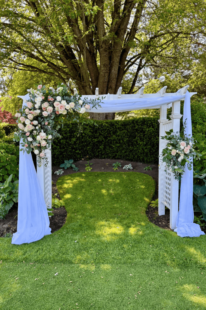 rose garden wedding arch